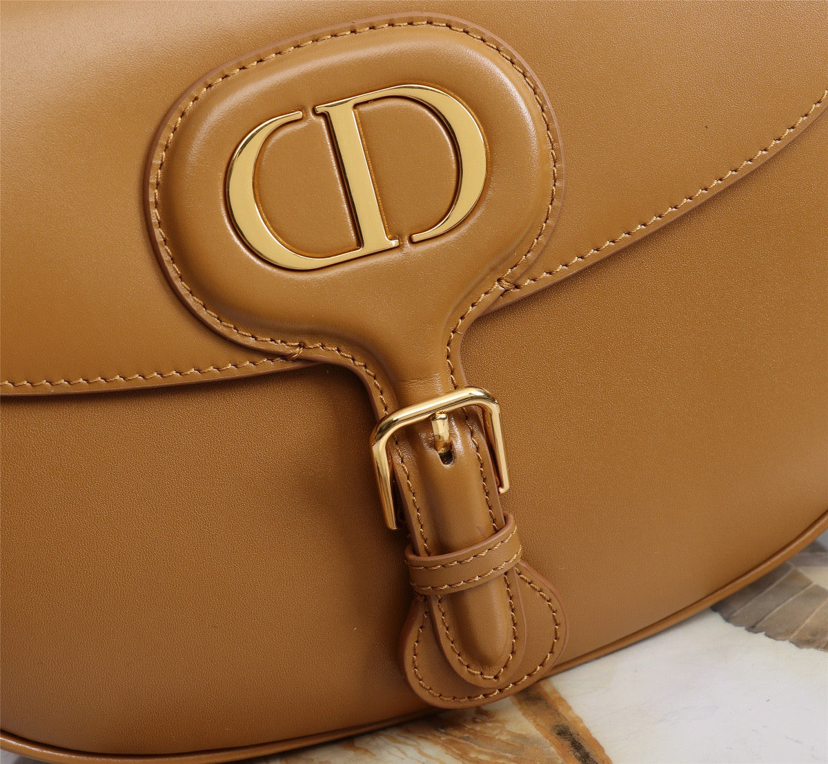 Dior Bobby Large Wide Shoulder Strap Bag In Brown Calfskin