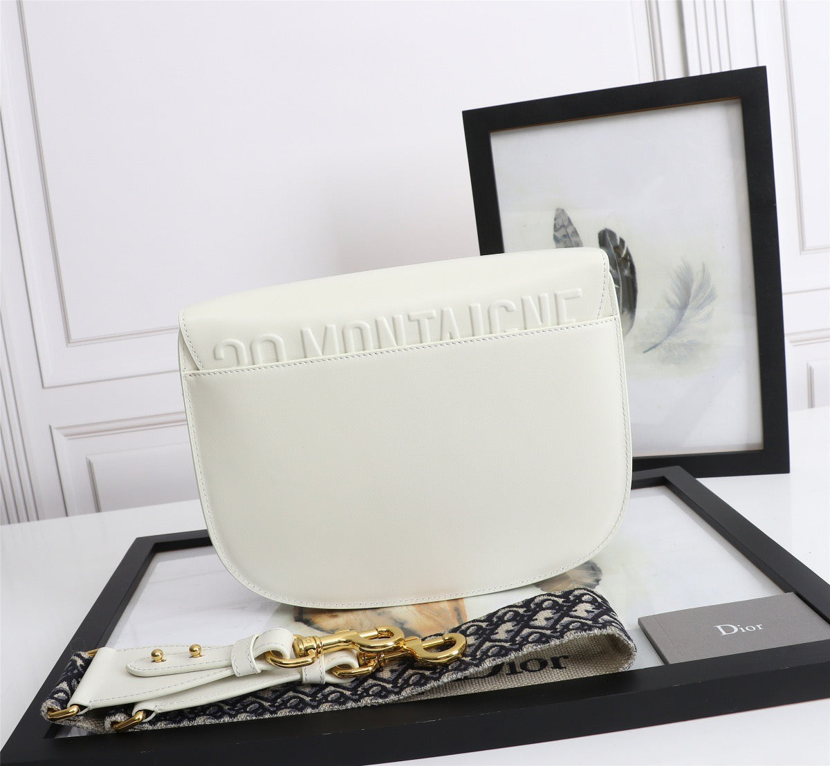 Dior Bobby Large Wide Shoulder Strap  Bag In White Calfskin