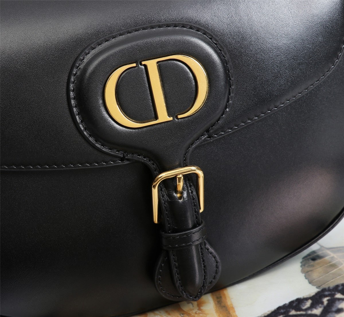 Dior Bobby Large Wide Shoulder Strap Bag In Black Calfskin