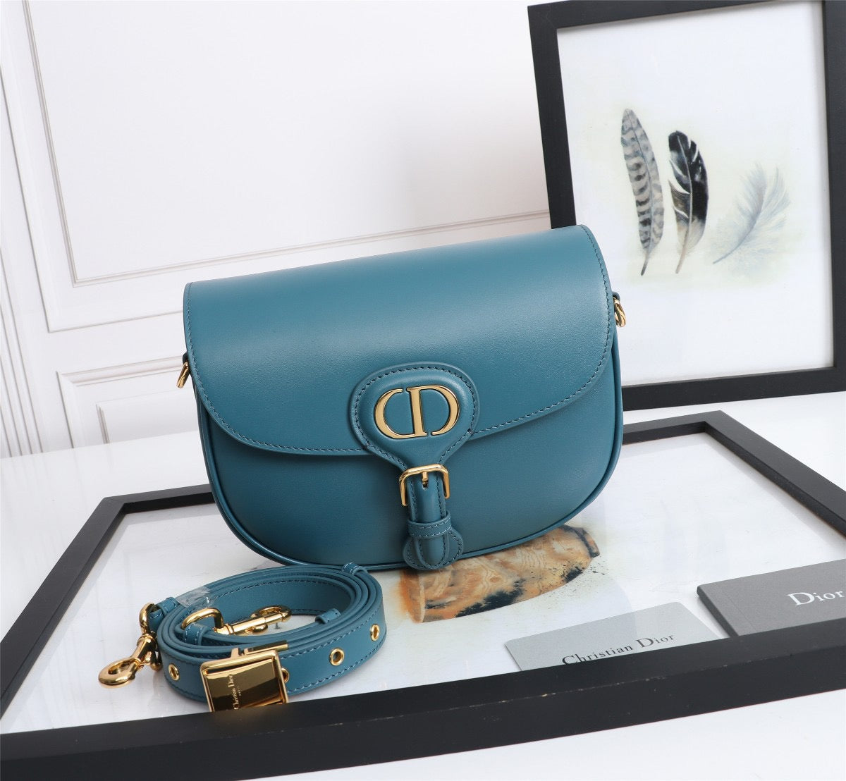 Dior Bobby Medium Bag In Blue Zephyr Dior Oblique Jacquard