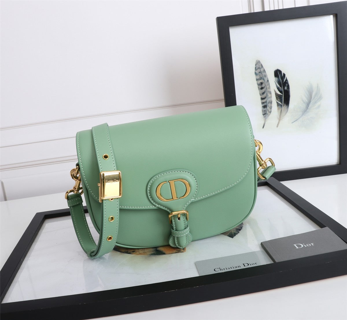 Dior Bobby Small Bag In Vert Criquet Box Calfskin