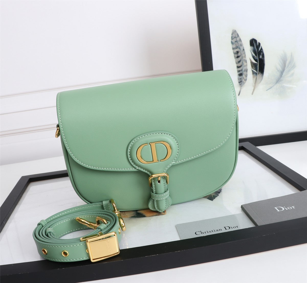 Dior Bobby Small Bag In Vert Criquet Box Calfskin