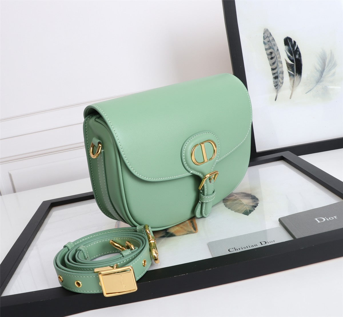 Dior Bobby Small Bag In Vert Criquet Box Calfskin