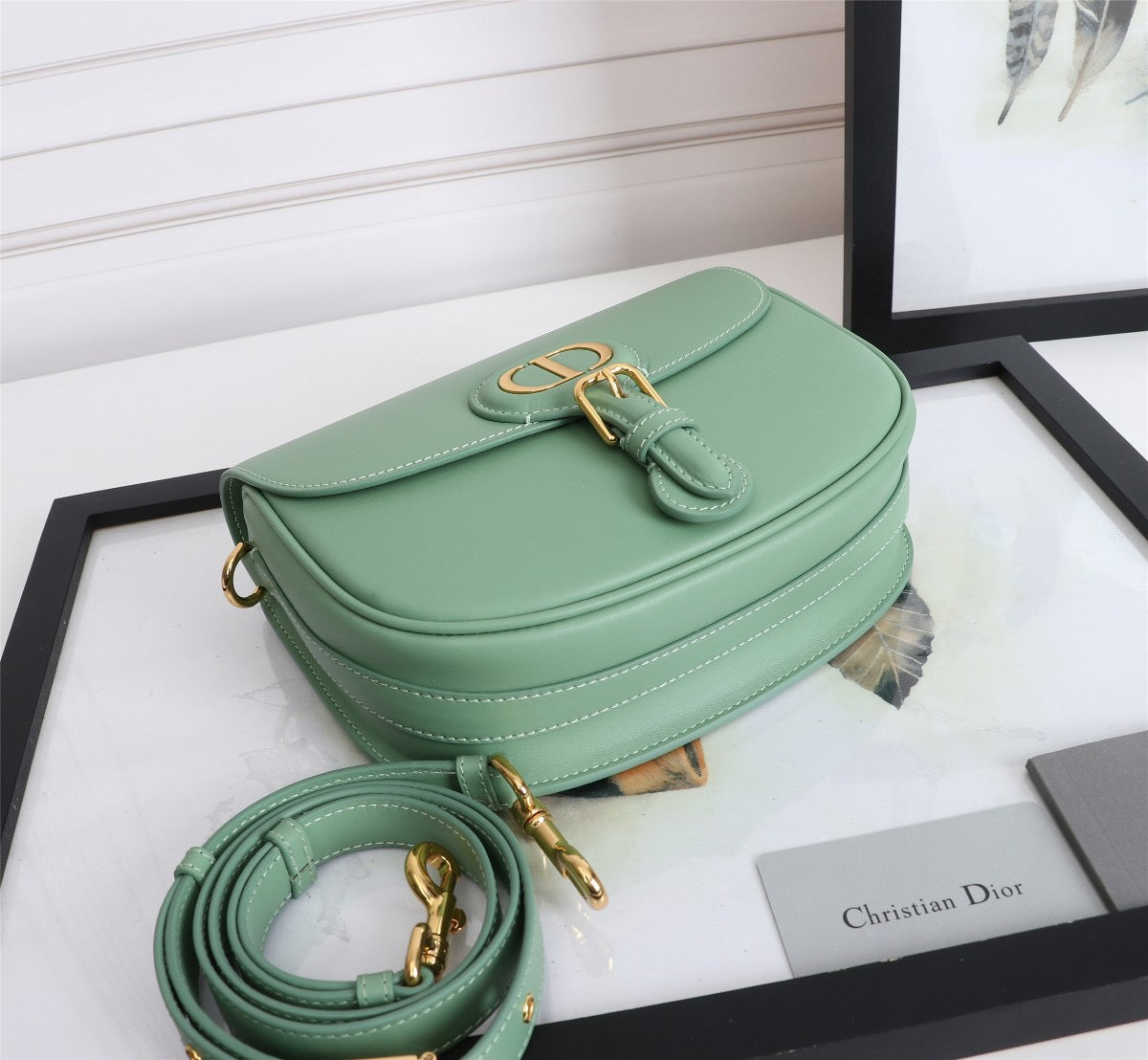 Dior Bobby Small Bag In Vert Criquet Box Calfskin