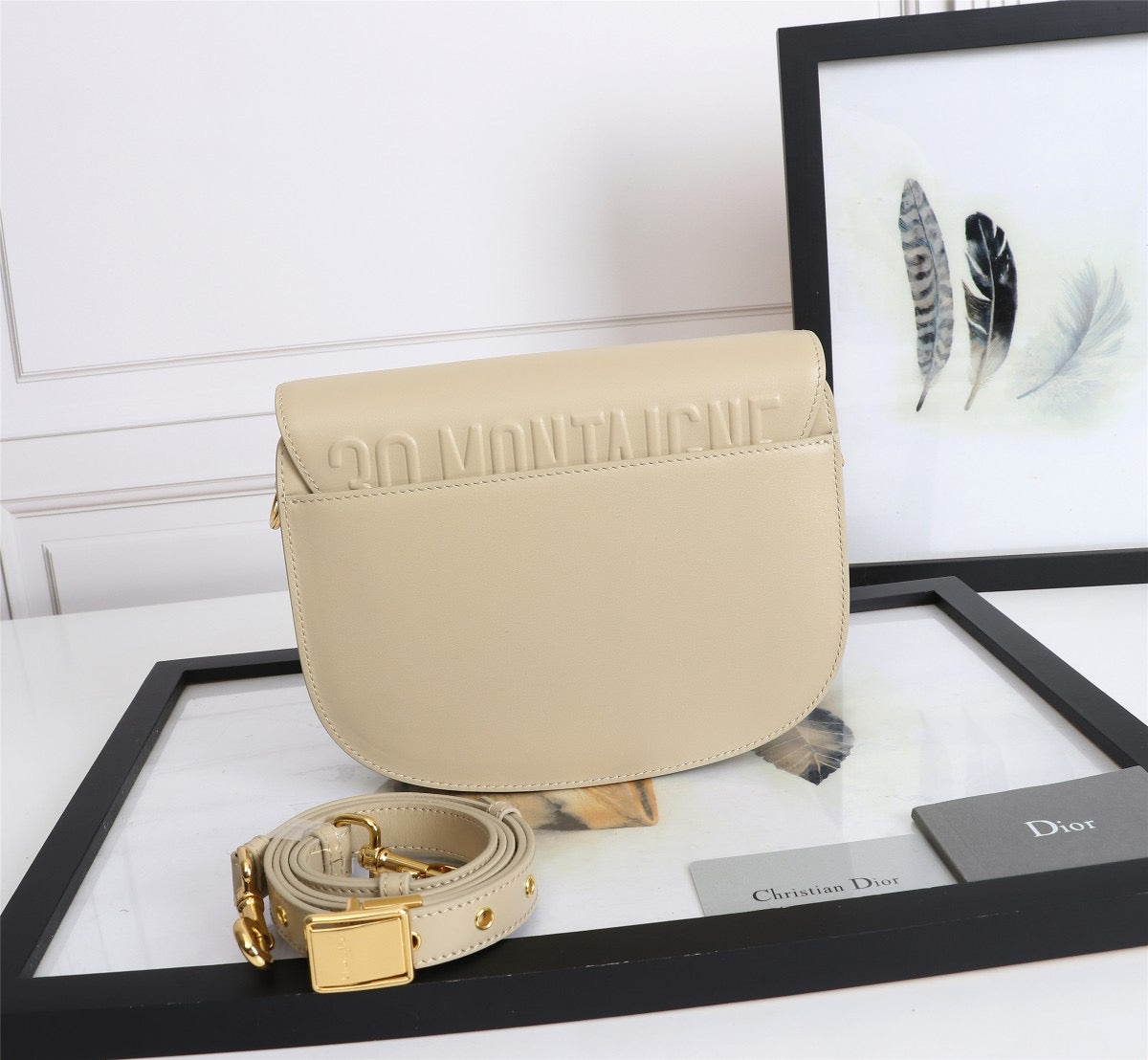 Dior Bobby Medium Bag In Beige Box Calfskin