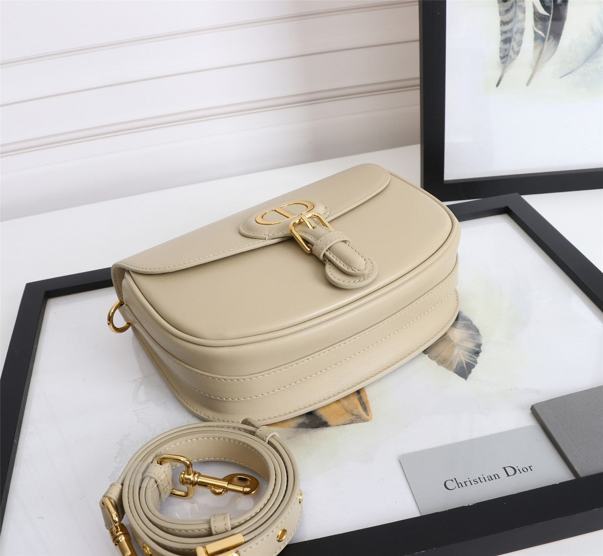 Dior Bobby Medium Bag In Beige Box Calfskin