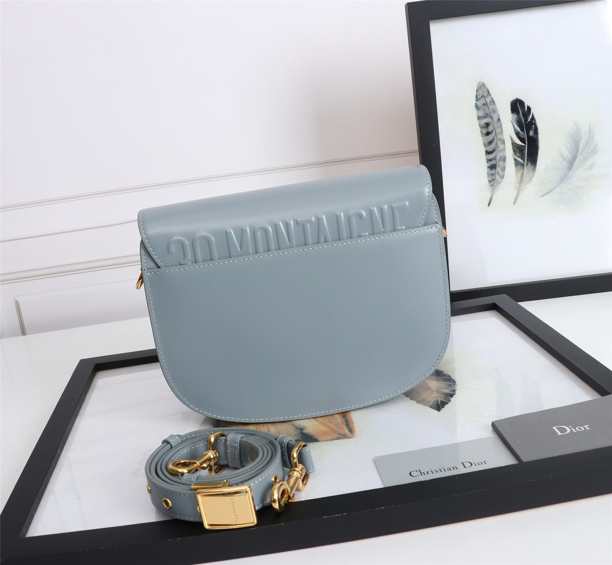 Dior Bobby Medium Bag In Haze Blue Box Calfskin