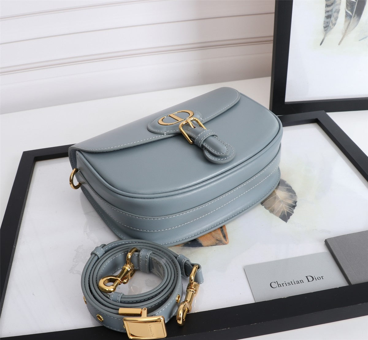 Dior Bobby Medium Bag In Haze Blue Box Calfskin