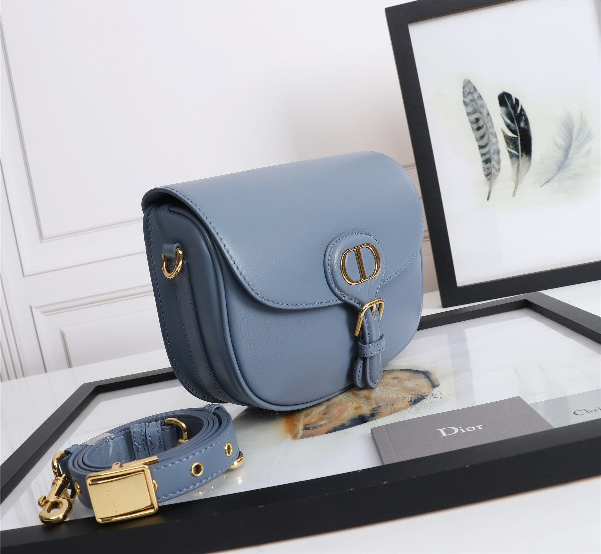 Dior Bobby Medium Bag In Blue Box Calfskin