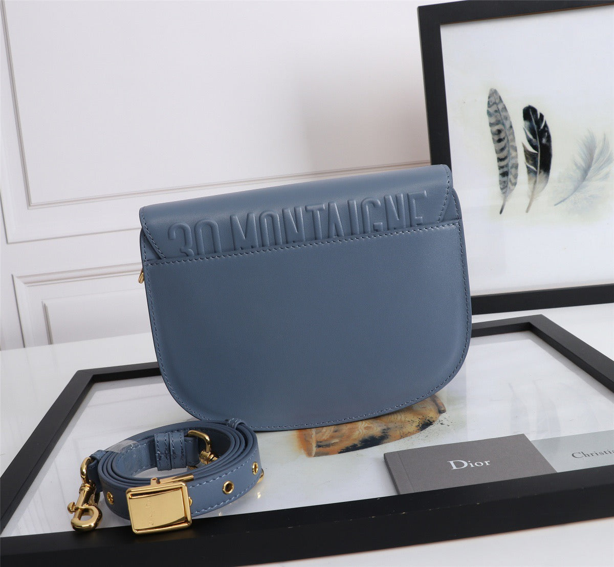 Dior Bobby Medium Bag In Blue Box Calfskin