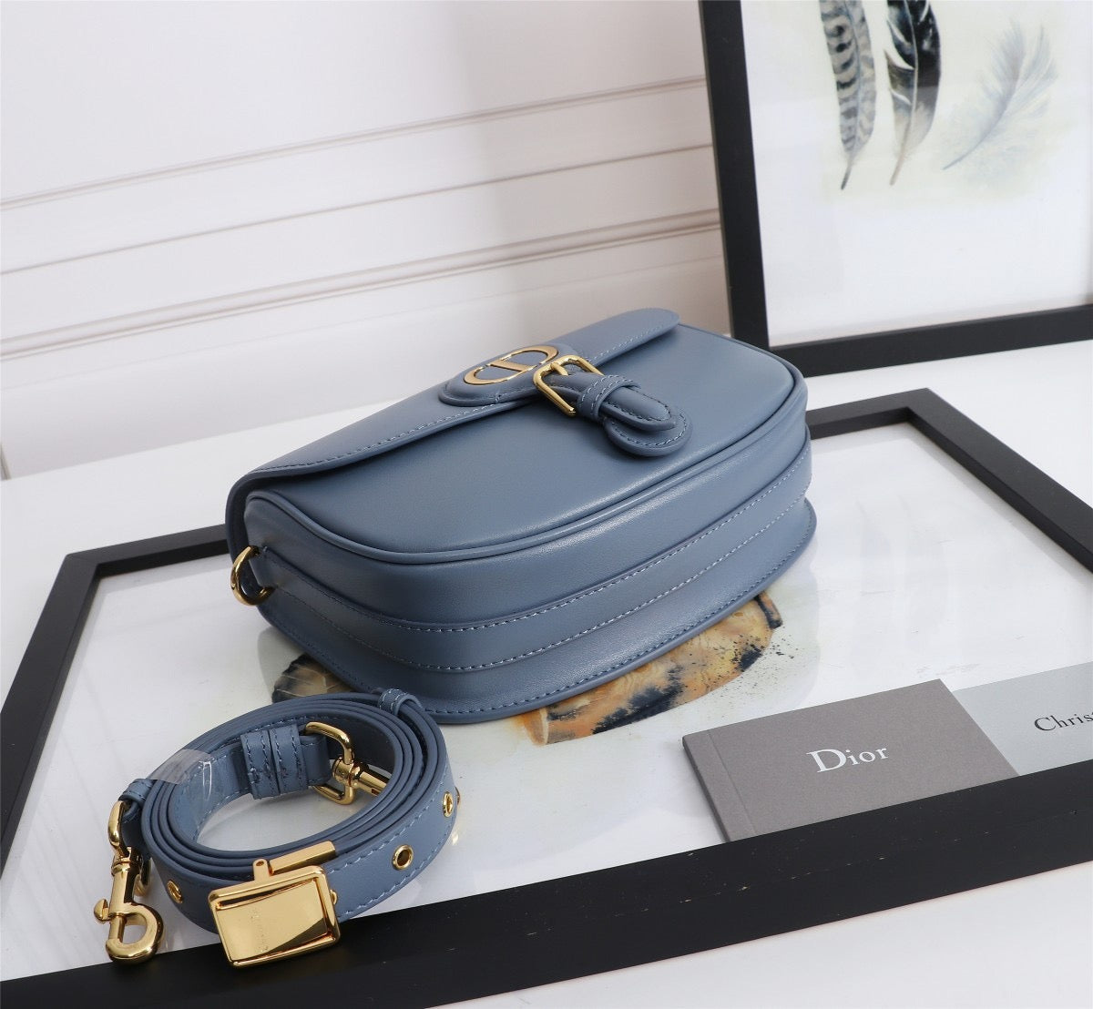 Dior Bobby Medium Bag In Blue Box Calfskin