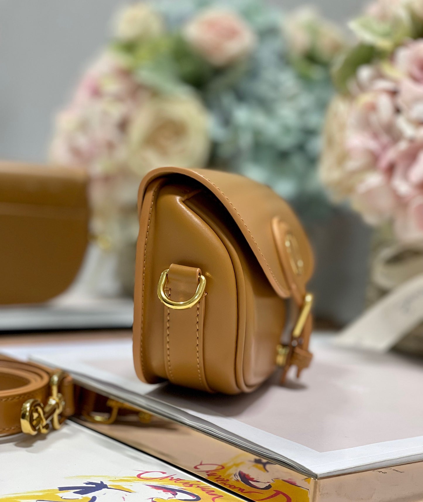 Dior Bobby East-West Bag In Gold Brown Box Calfskin