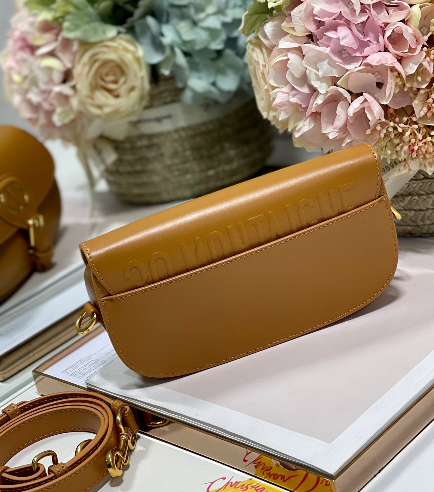 Dior Bobby East-West Bag In Gold Brown Box Calfskin