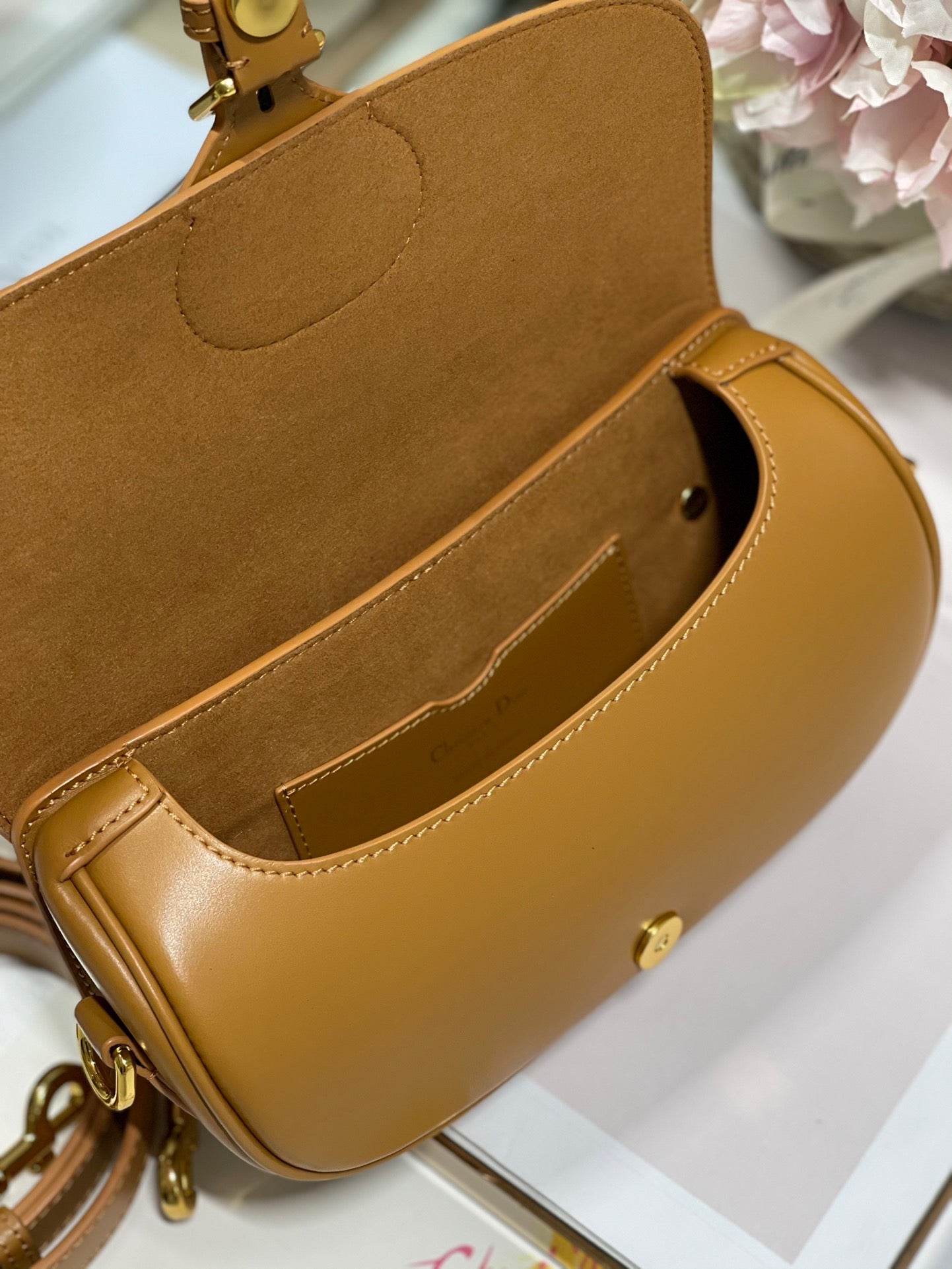 Dior Bobby East-West Bag In Gold Brown Box Calfskin