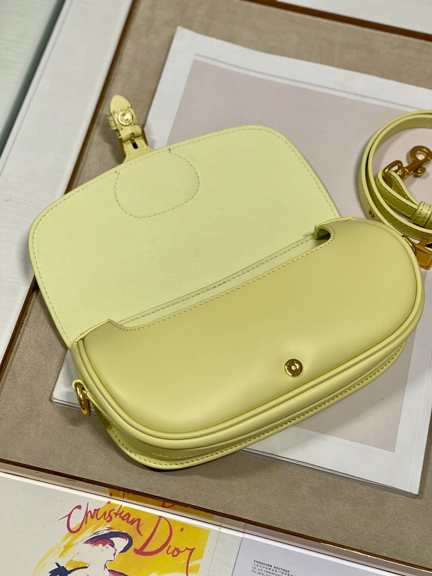 Dior Bobby East-West Bag In Yellow Box Calfskin