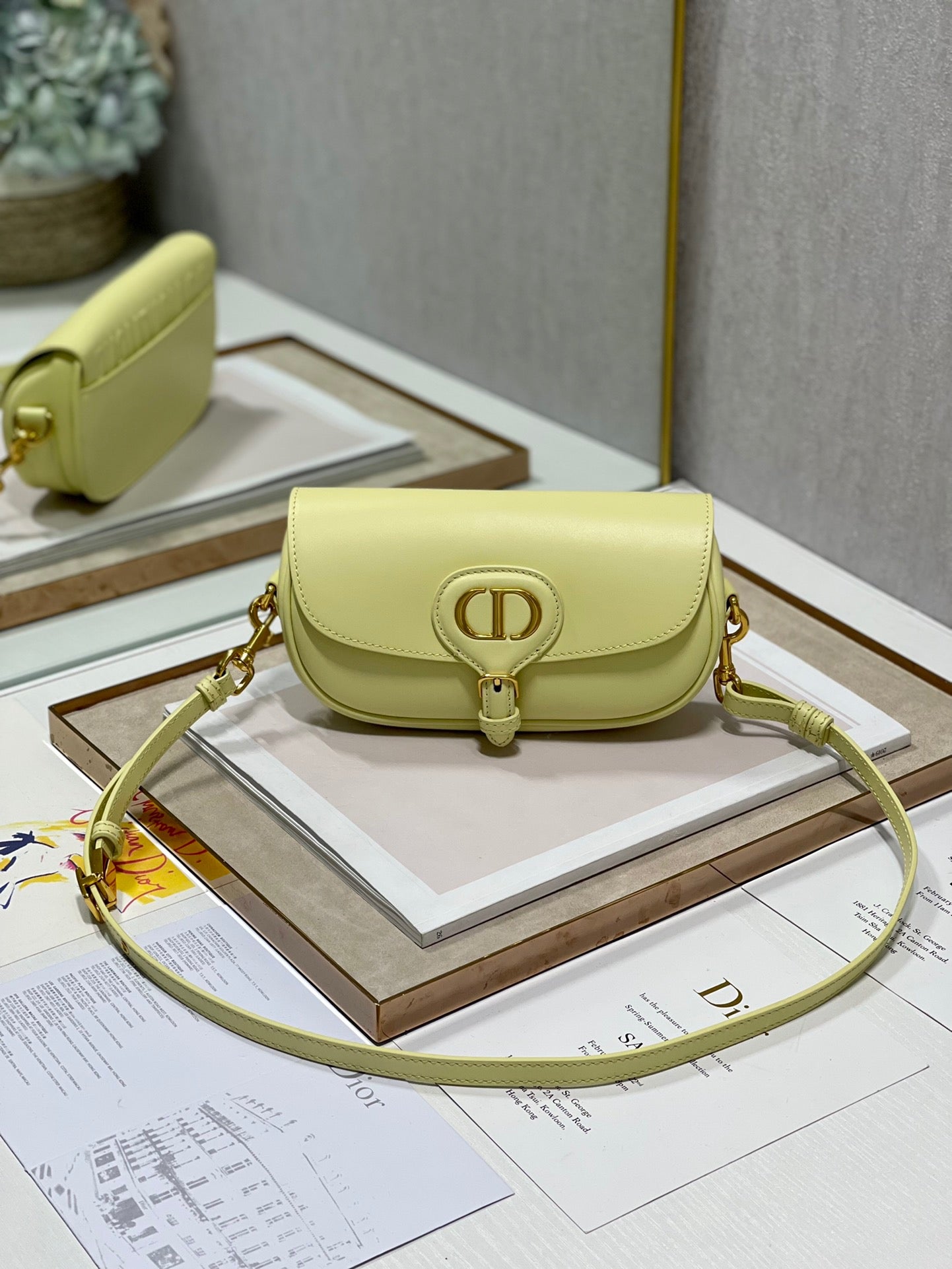 Dior Bobby East-West Bag In Yellow Box Calfskin