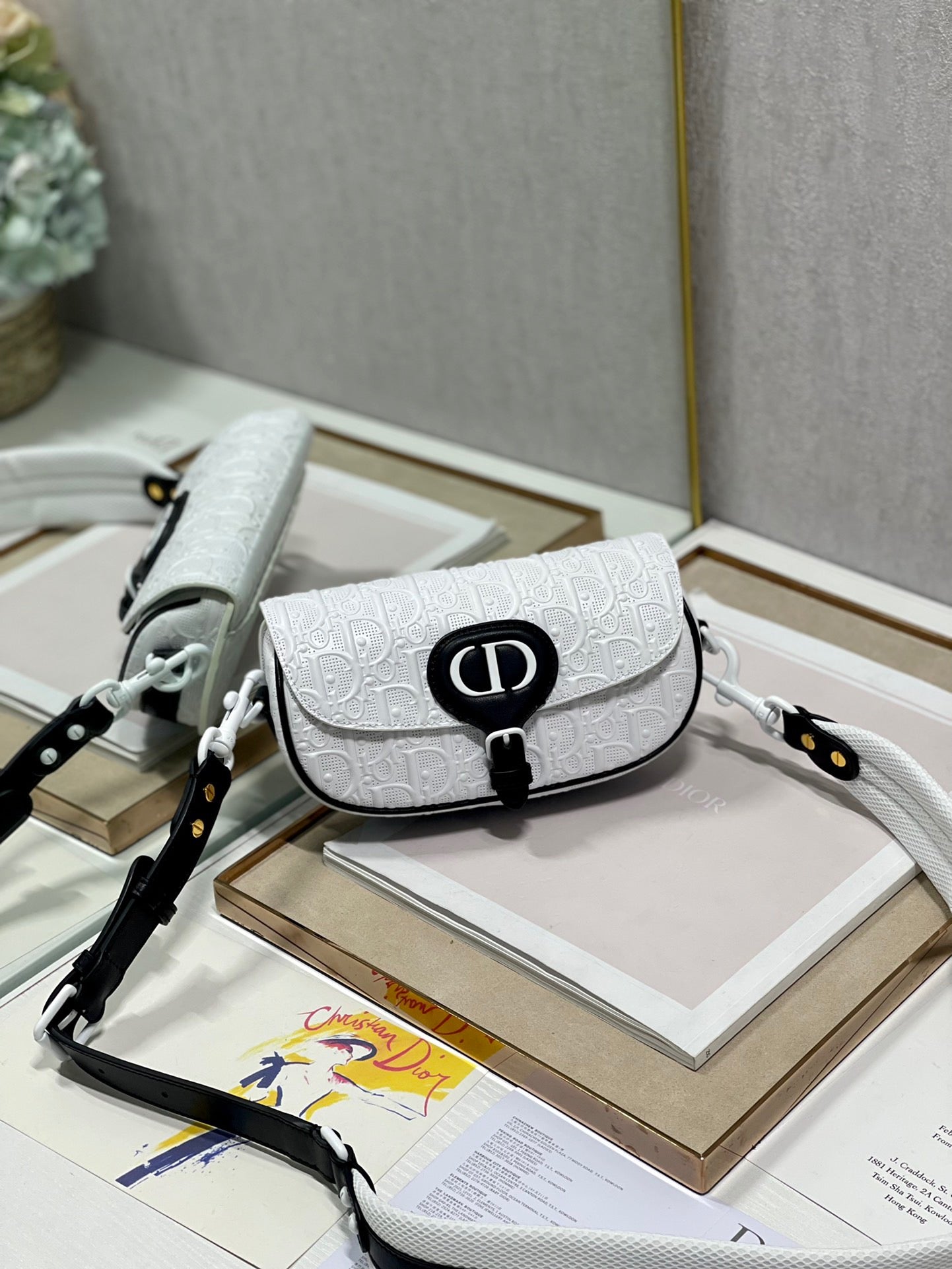 Dior Bobby East-West Bag In White Retro Calfskin Texture