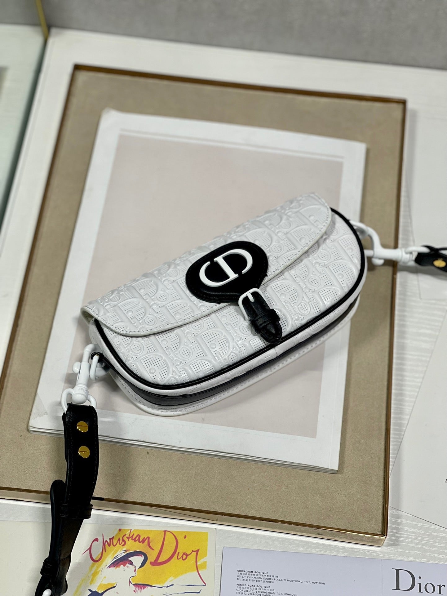 Dior Bobby East-West Bag In White Retro Calfskin Texture