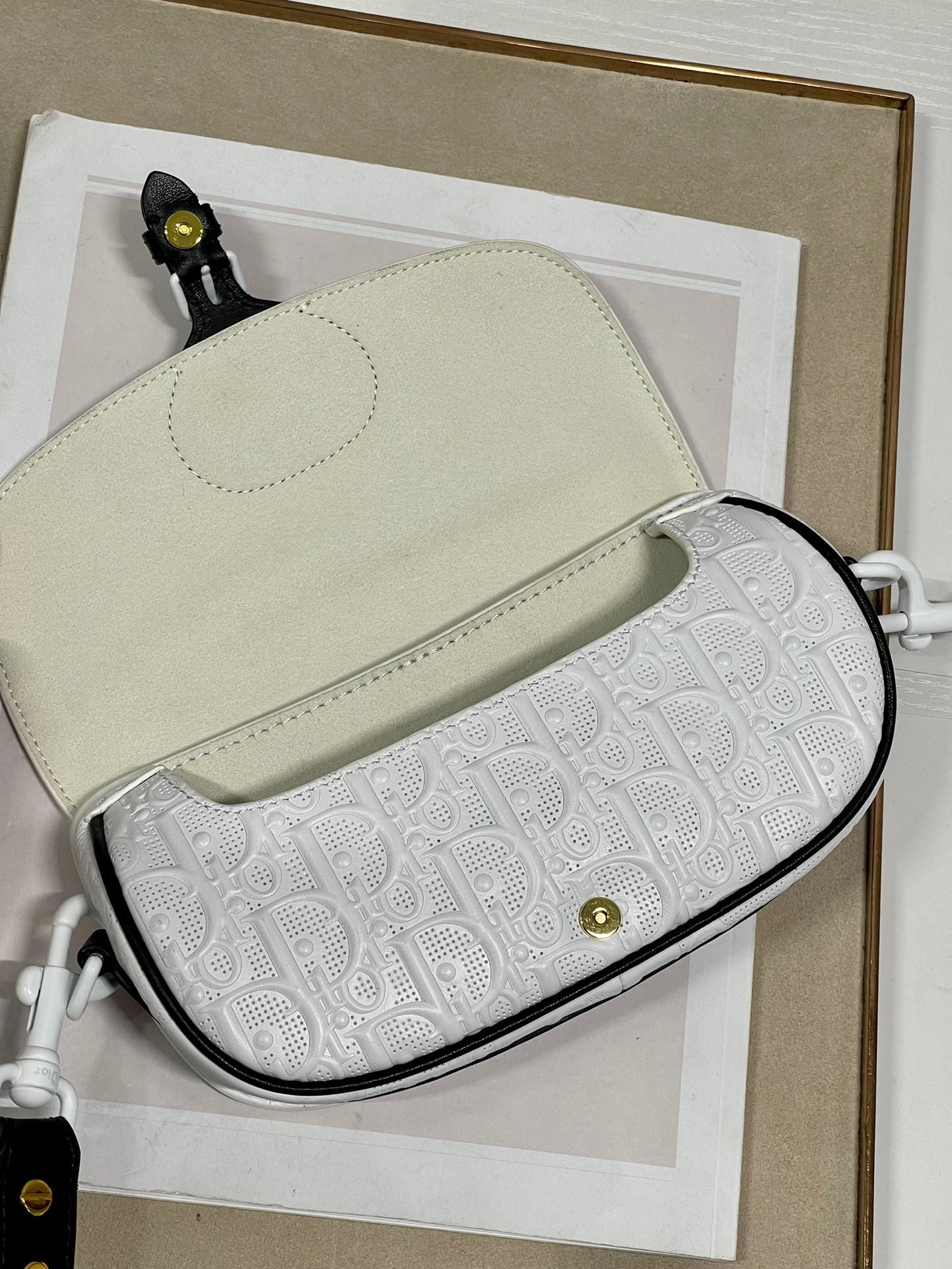 Dior Bobby East-West Bag In White Retro Calfskin Texture