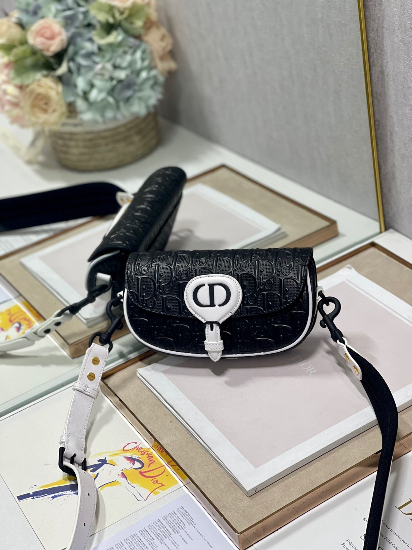 Dior Bobby East-West Bag In Black Retro Calfskin Texture