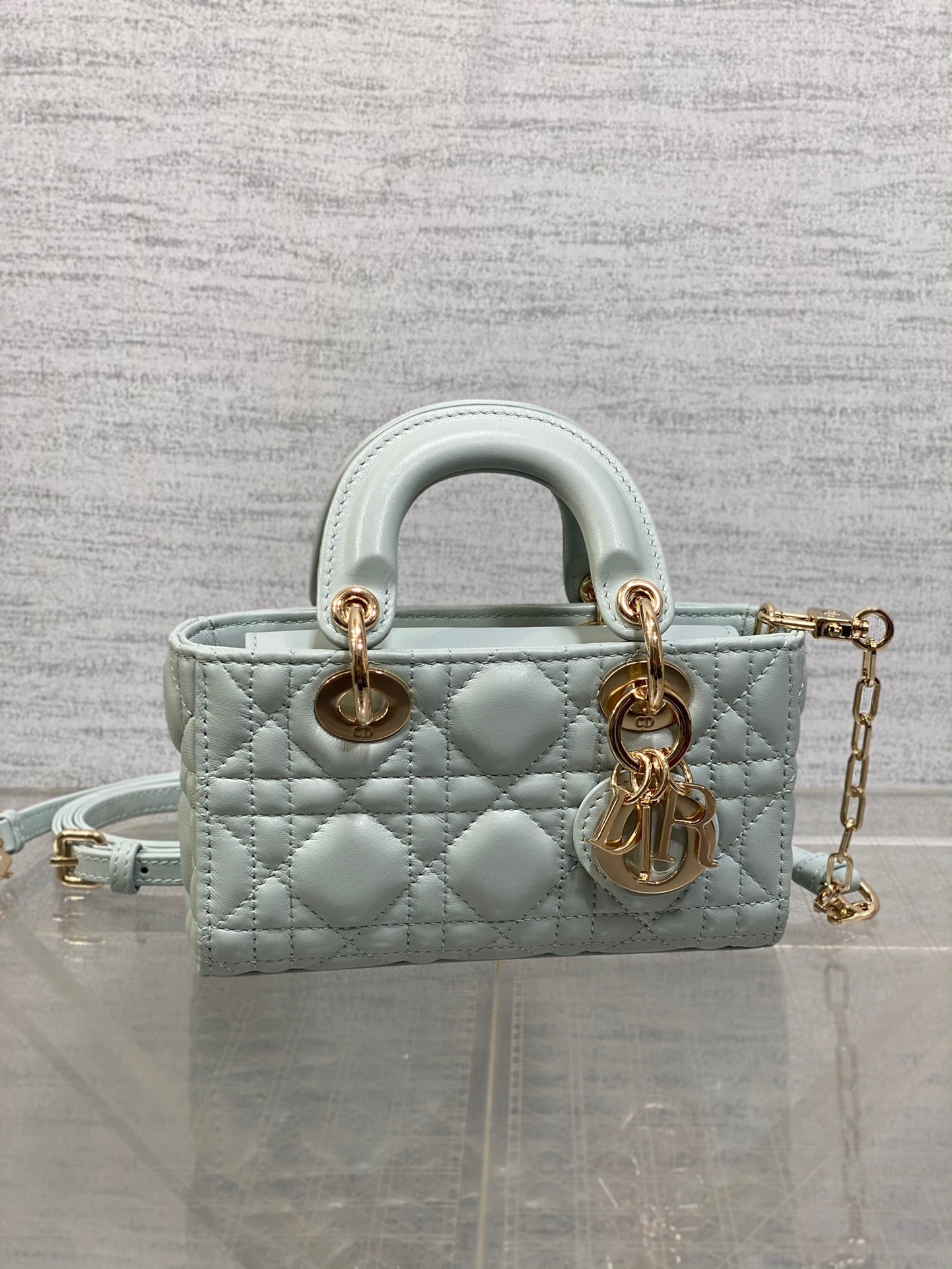 Dior Lady D-Joy Bag In Haze Blue Cannage Lambskin