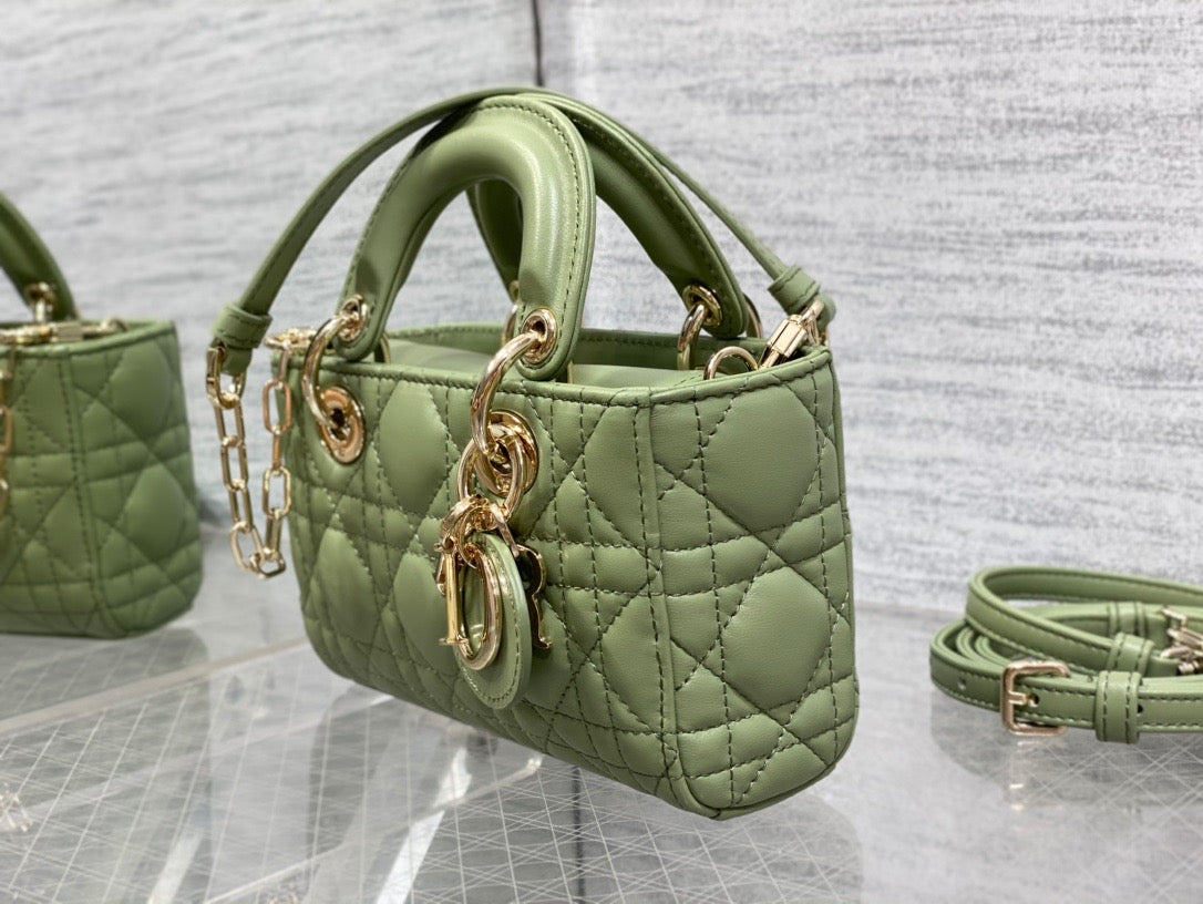 Dior Lady D-Joy Bag In Green Cannage Lambskin