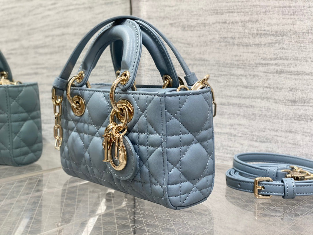 Dior Lady D-Joy Bag In Blue Cannage Lambskin