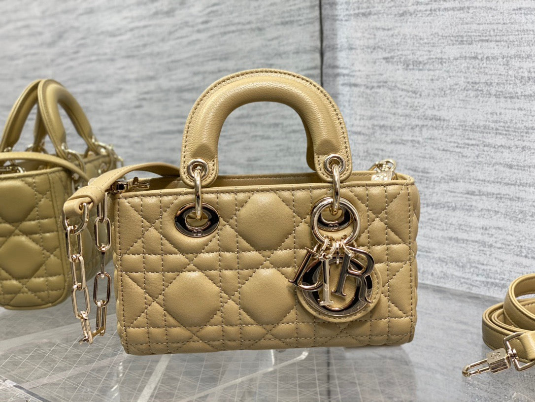 Dior Lady D-Joy Bag In Yellow Cannage Lambskin