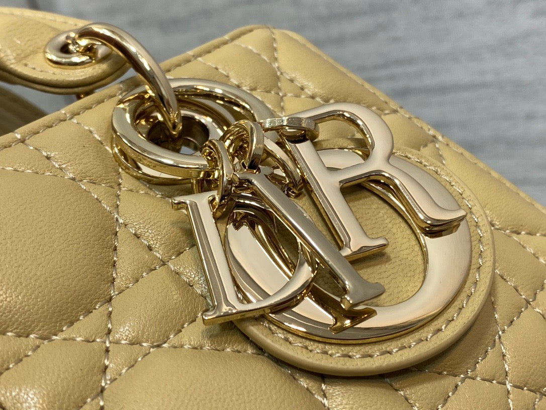 Dior Lady D-Joy Micro Bag In Yellow Cannage Lambskin