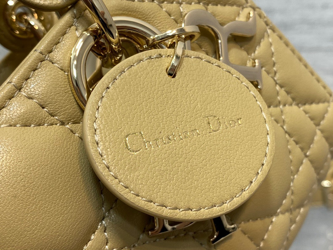 Dior Lady D-Joy Bag In Yellow Cannage Lambskin