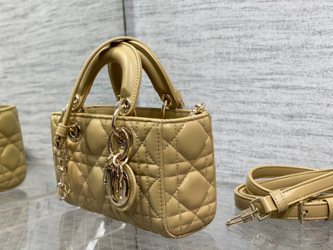 Dior Lady D-Joy Bag In Yellow Cannage Lambskin