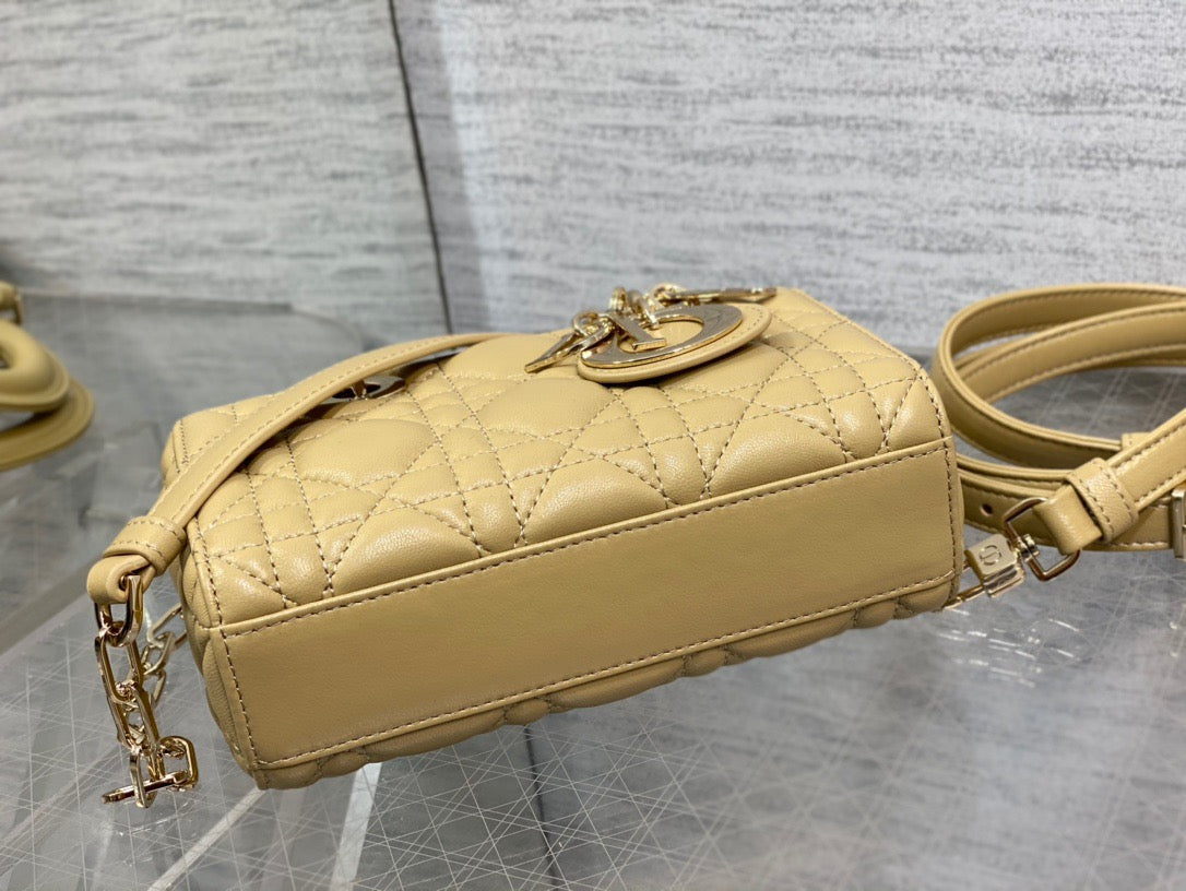 Dior Lady D-Joy Micro Bag In Yellow Cannage Lambskin