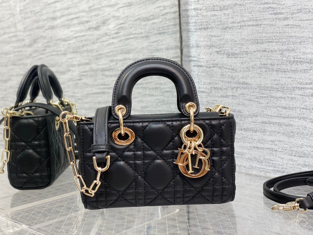 Dior Lady D-Joy Micro Bag In Black Cannage Lambskin