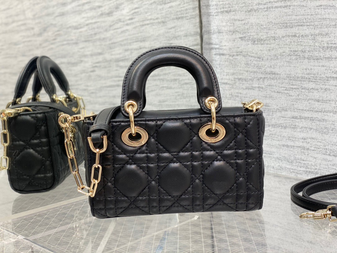 Dior Lady D-Joy Micro Bag In Black Cannage Lambskin