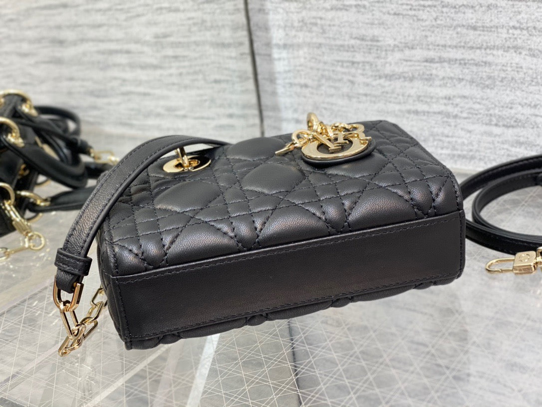 Dior Lady D-Joy Micro Bag In Black Cannage Lambskin