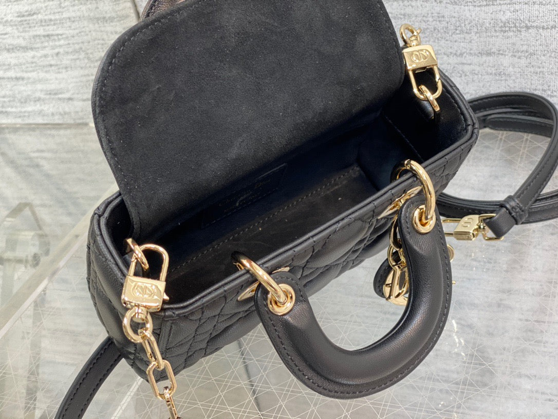 Dior Lady D-Joy Micro Bag In Black Cannage Lambskin