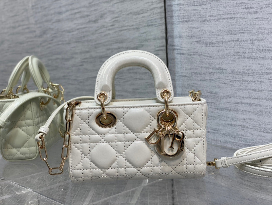 Dior Lady D-Joy Micro Bag In White Cannage Lambskin