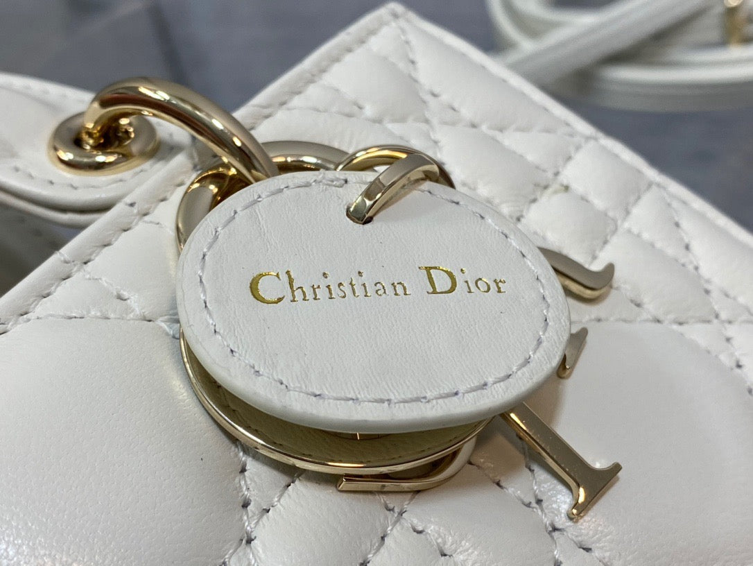 Dior Lady D-Joy Micro Bag In White Cannage Lambskin