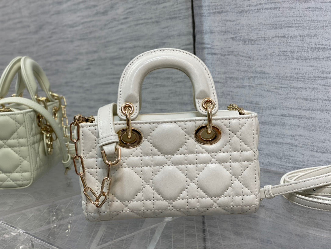 Dior Lady D-Joy Bag In White Cannage Lambskin