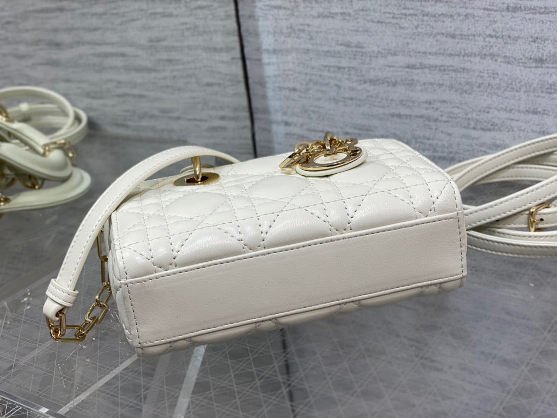 Dior Lady D-Joy Micro Bag In White Cannage Lambskin