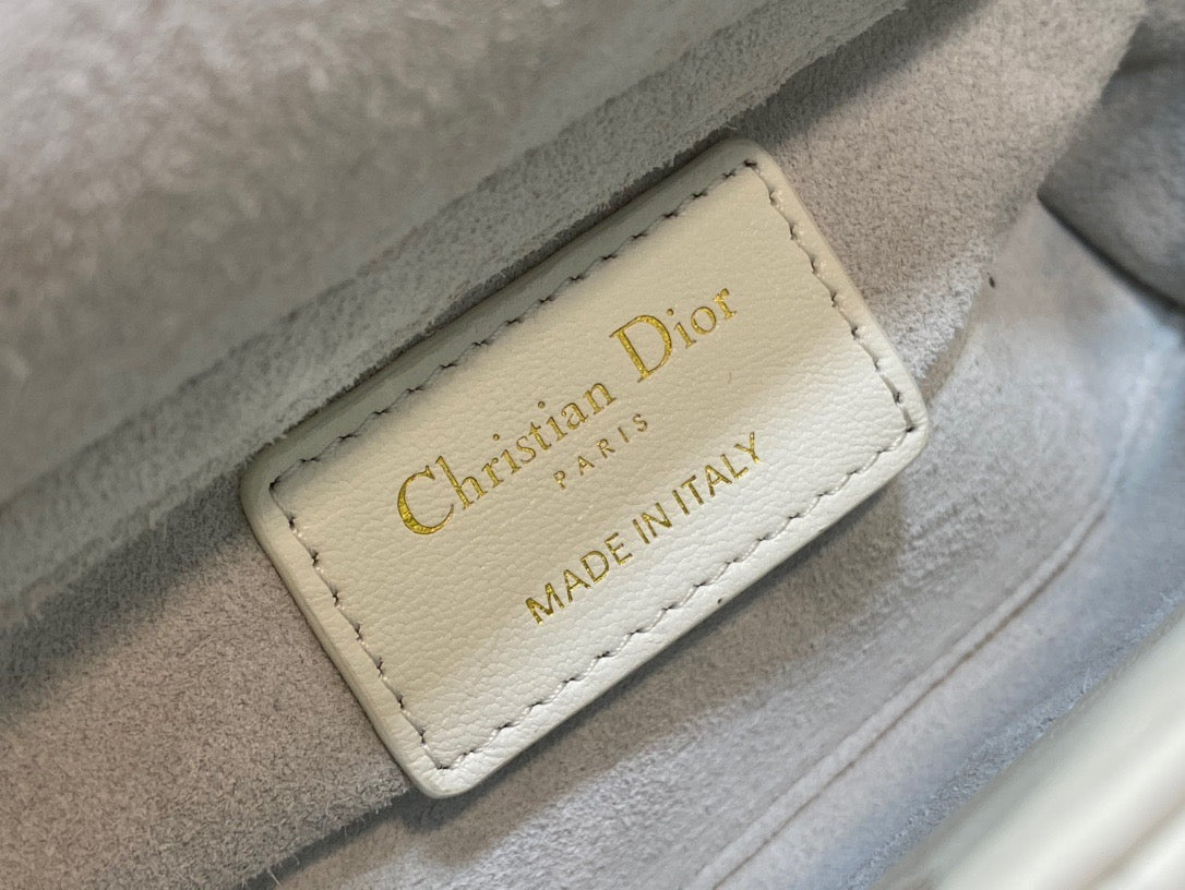 Dior Lady D-Joy Bag In White Cannage Lambskin