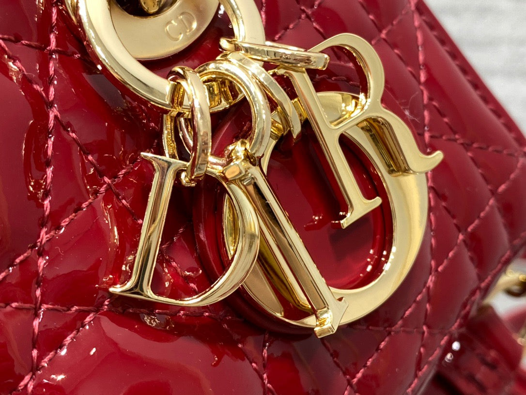 Dior Lady D-Joy Bag in Red Patent Calfskin