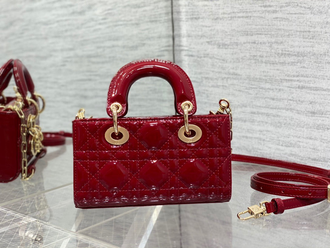 Dior Lady D-Joy Bag in Red Patent Calfskin