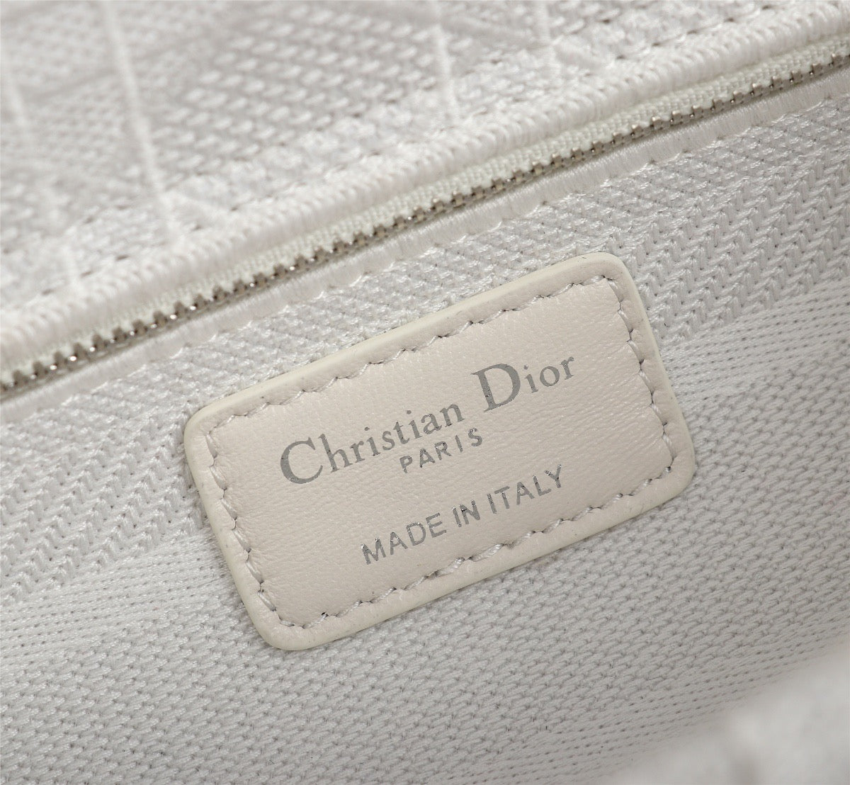 Dior Lady D-Lite Medium Bag In White Cannage Embroidered Canvas