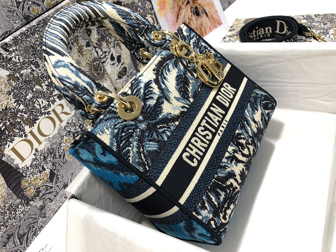 Dior Lady D-Lite Medium Bag In Retro Print Toile de Jouy Embroidery