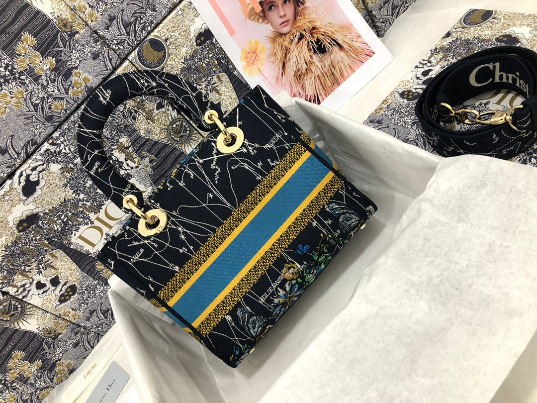 Dior Lady D-Lite Medium Bag In Zodiac Embroidery