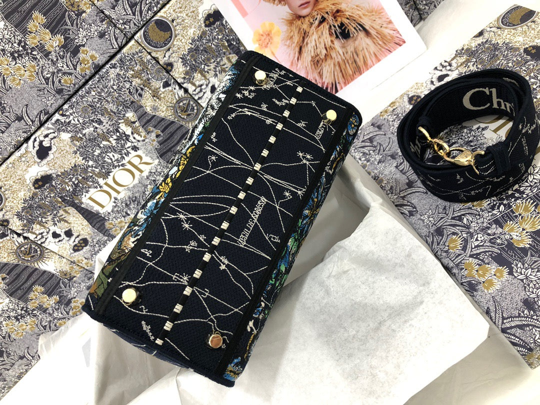 Dior Lady D-Lite Medium Bag In Zodiac Embroidery