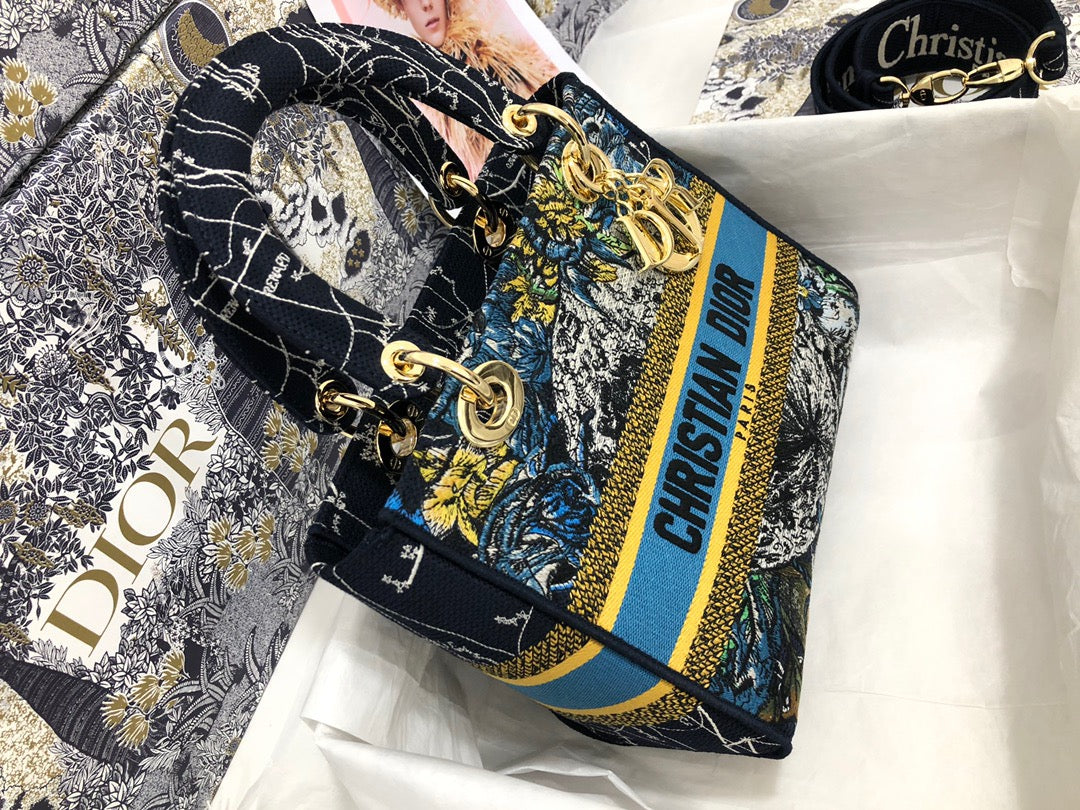 Dior Lady D-Lite Medium Bag In Zodiac Embroidery