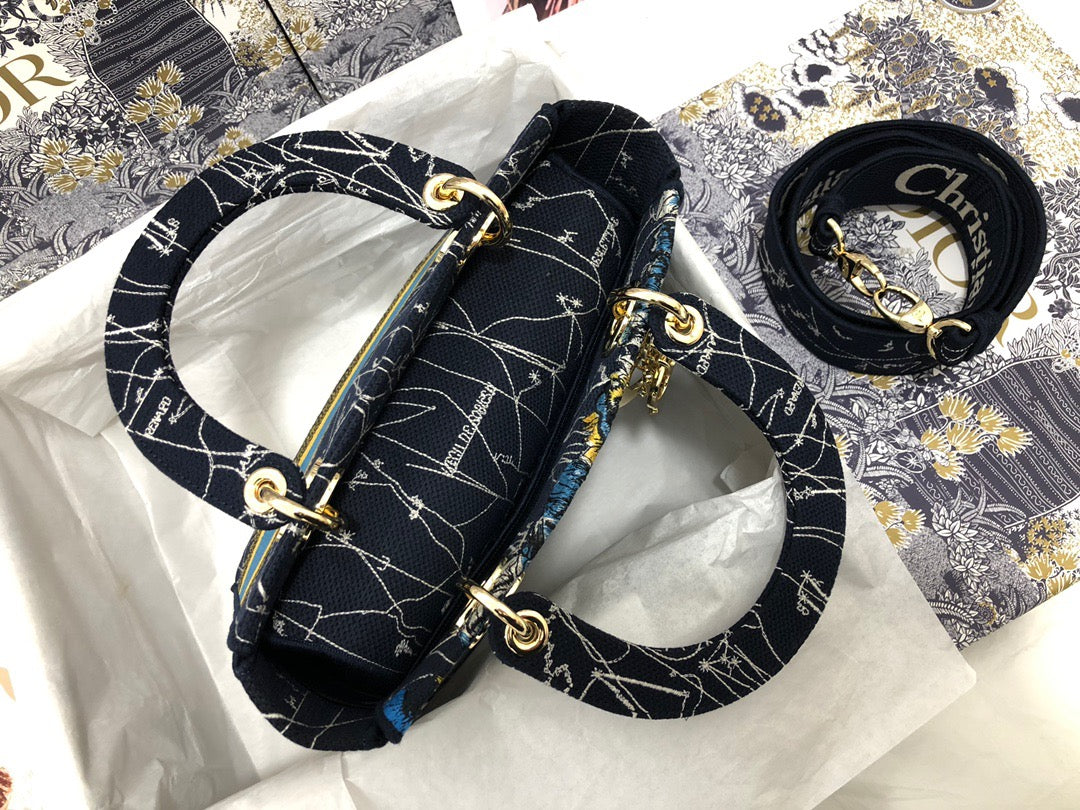 Dior Lady D-Lite Medium Bag In Zodiac Embroidery