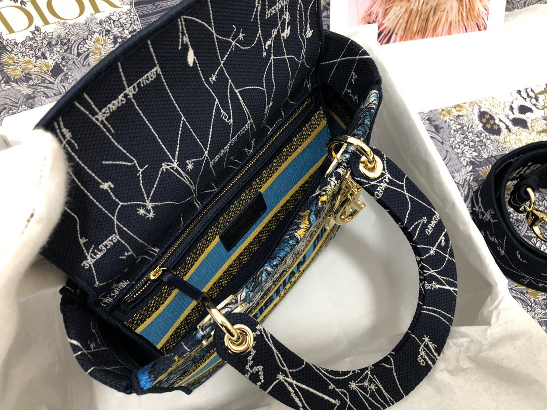 Dior Lady D-Lite Medium Bag In Zodiac Embroidery